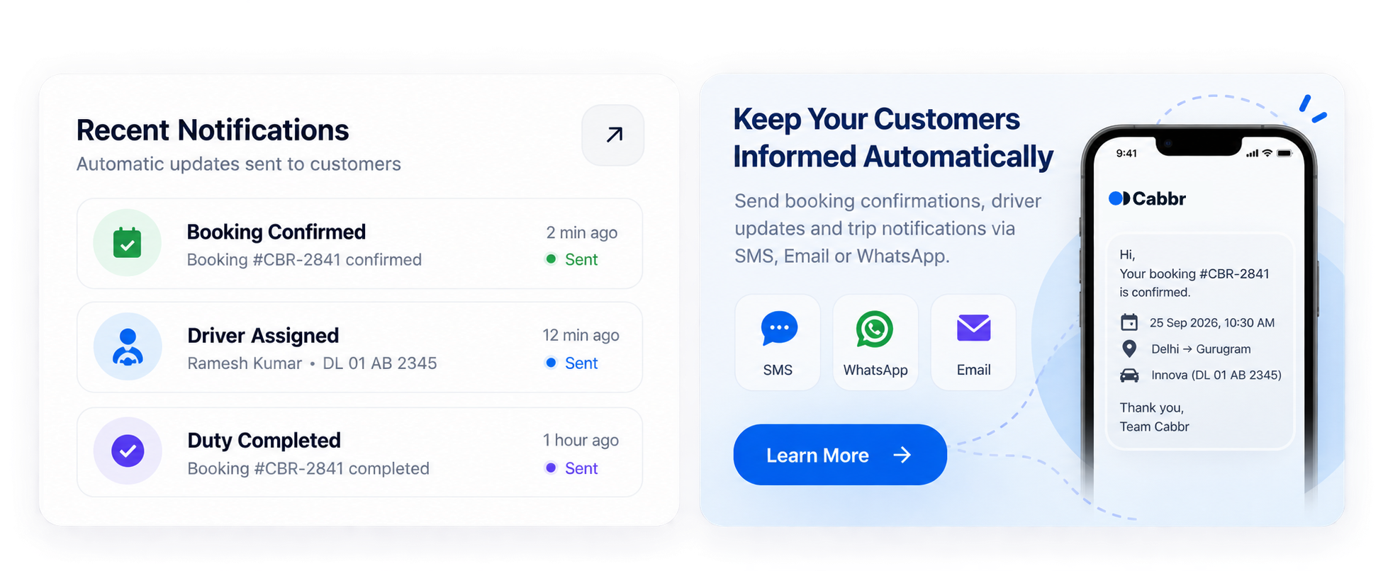 send instant booking updates